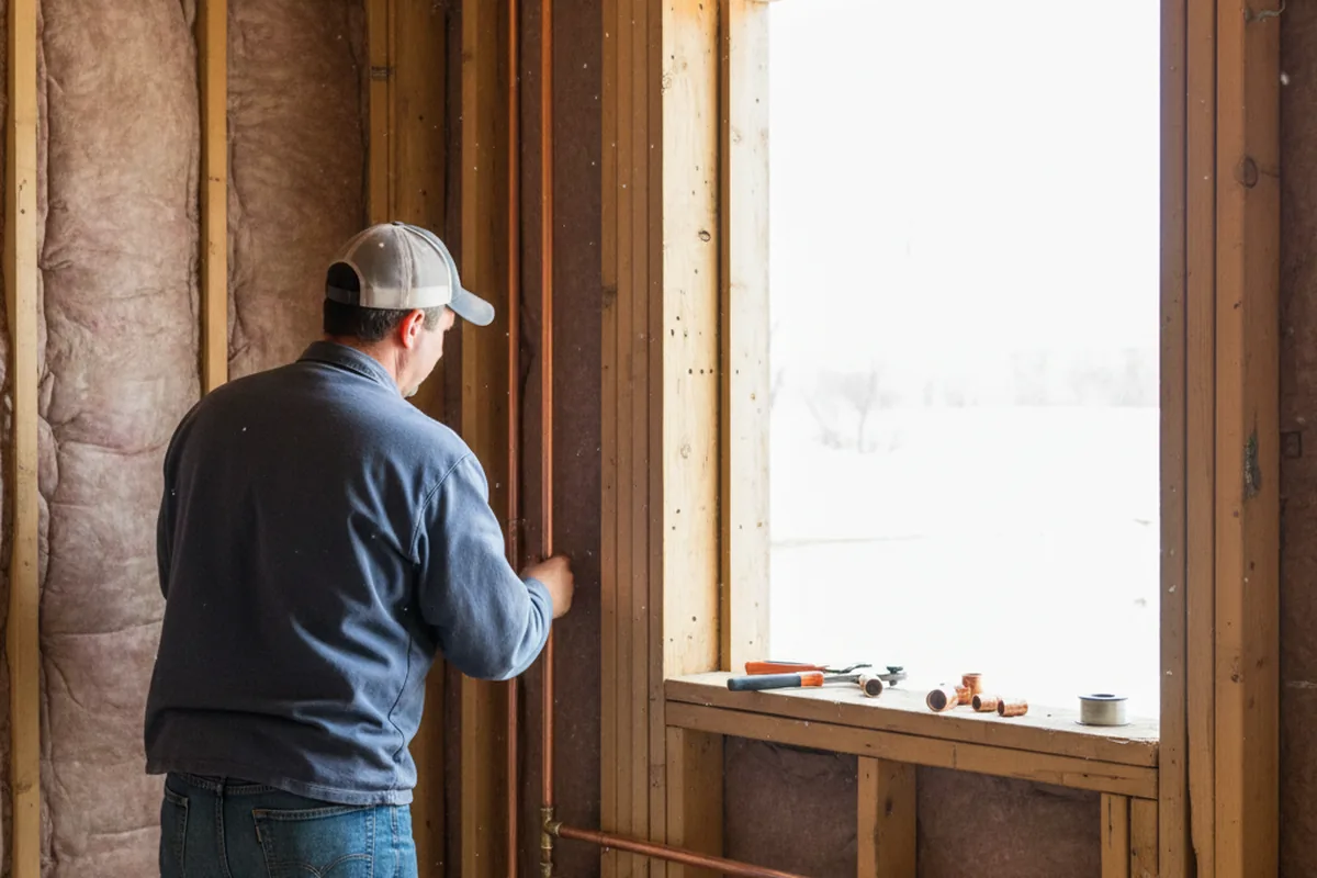 Licensed plumber running new copper supply lines in a Winnsboro home